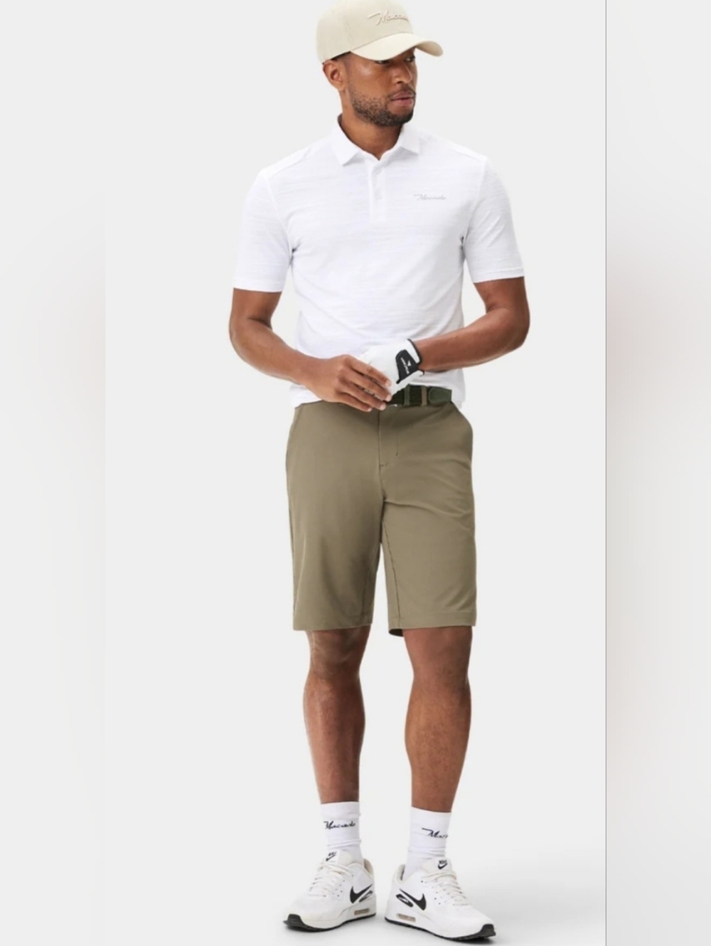 New! Nike Men's Tan Flat-Front Casual Shorts 36